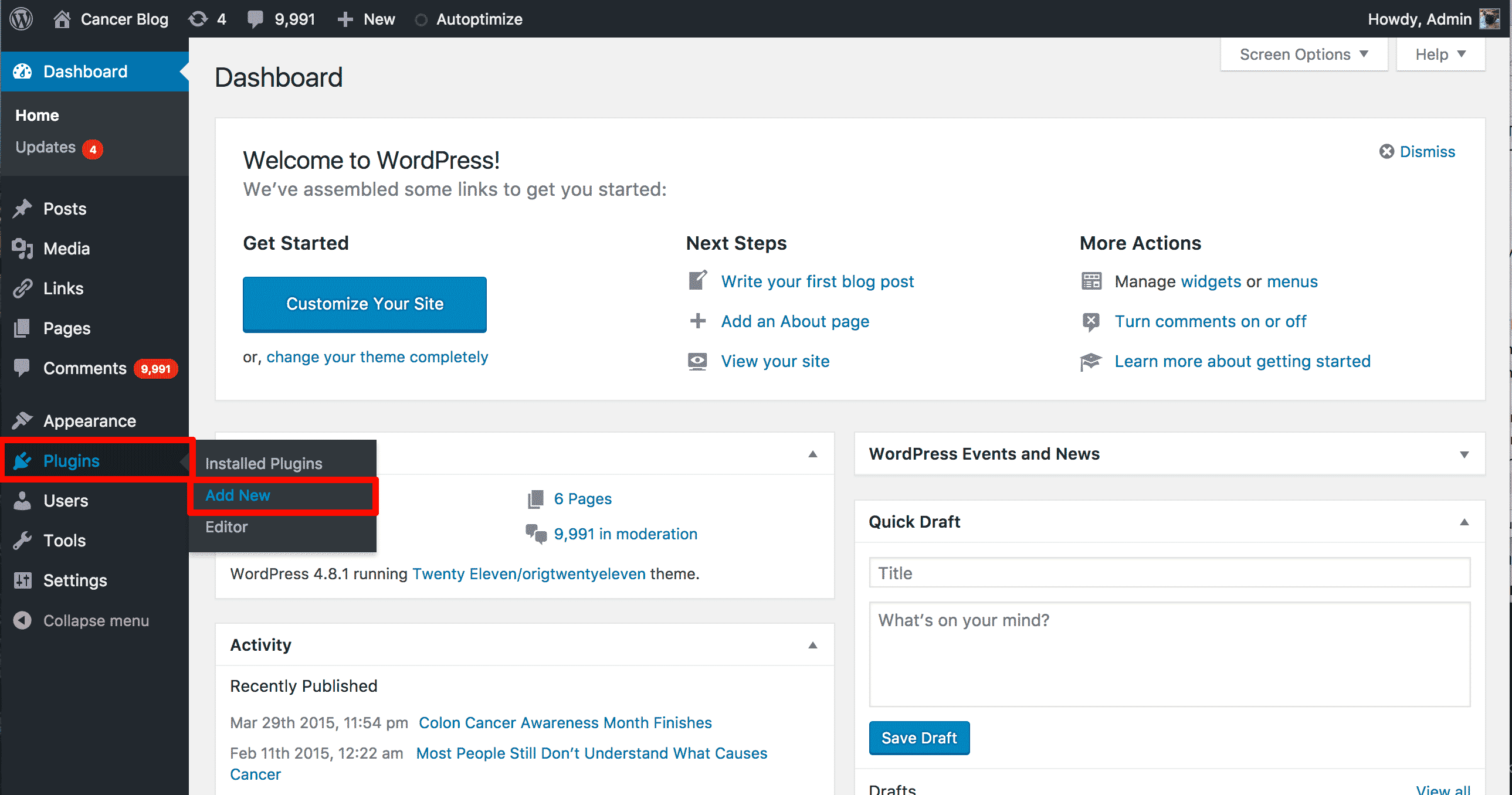 Adding new plugin WordPress