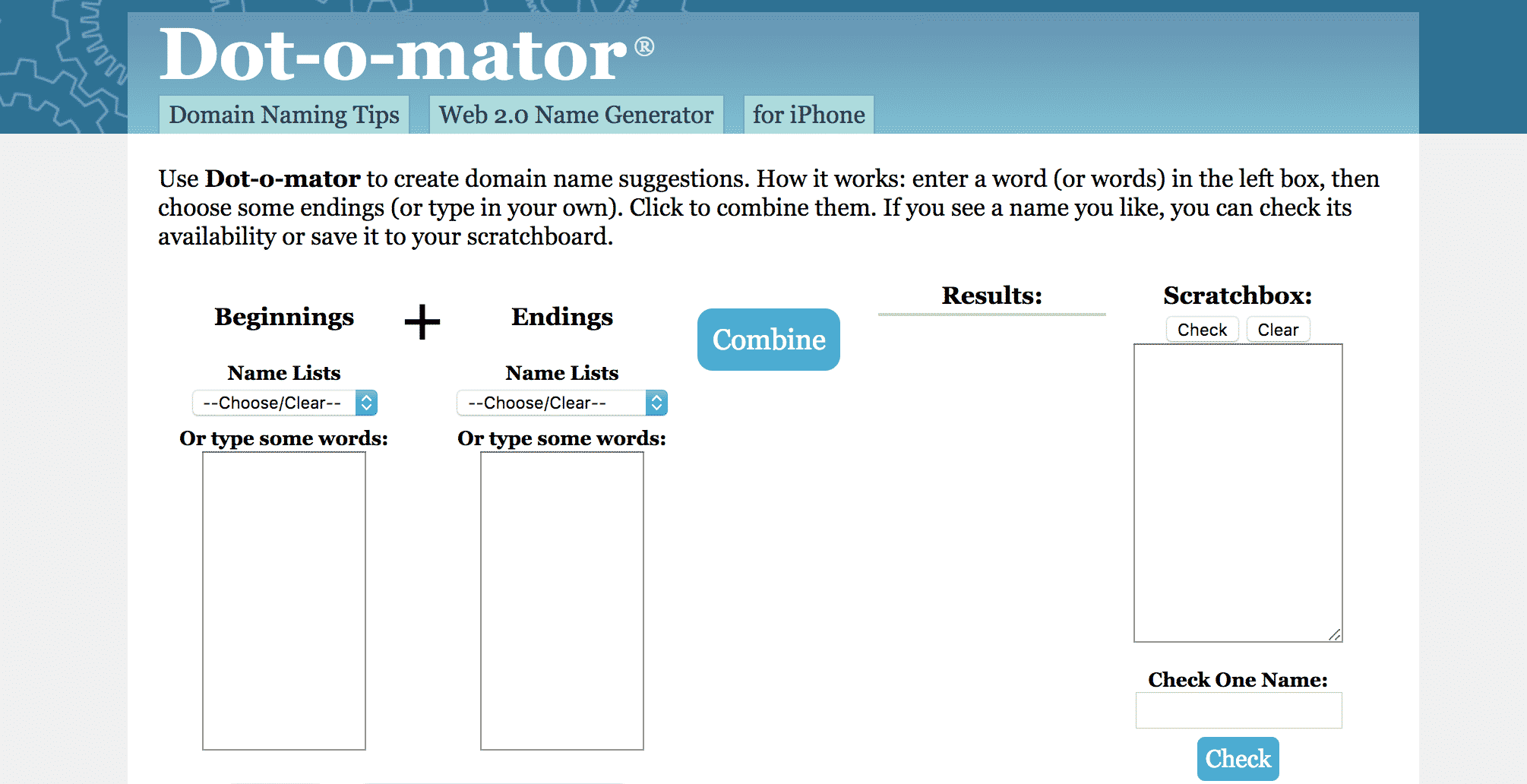 Dot-o-Mator Blog Name Generator Tool