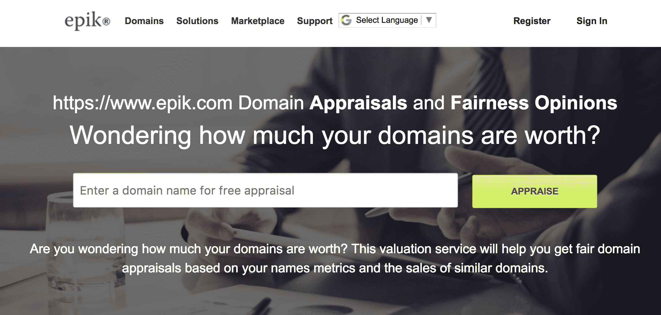 Epik Domain Valuation Service